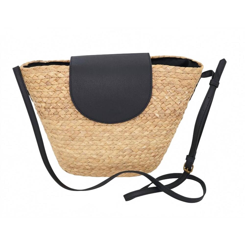 NEW SARO LIFESTYLE women's straw crossbody purse in black & natural